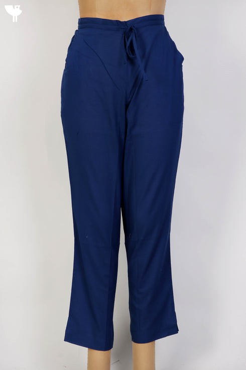 Cambric Cotton Pants In Indigo Blue